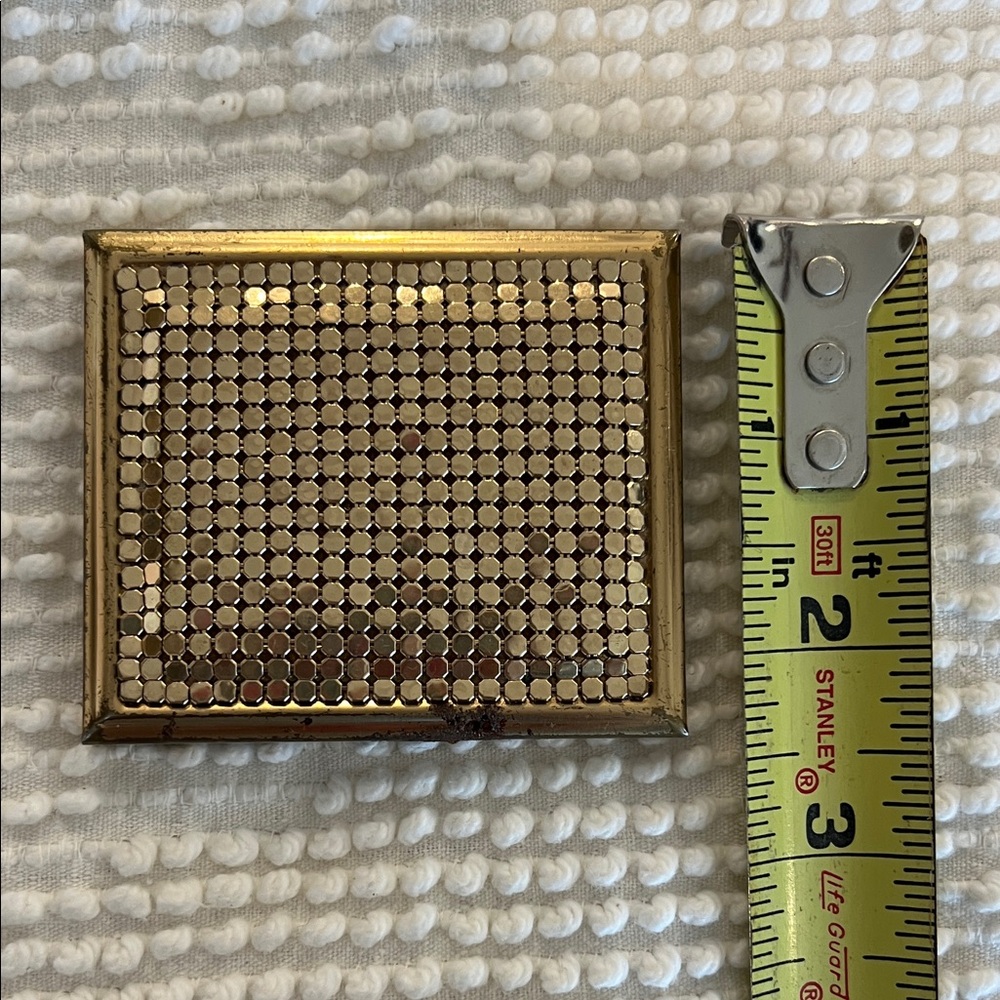 Vintage Gold-Tone Mesh Compact Mirror